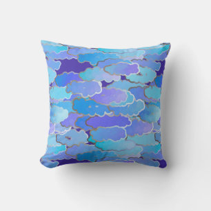 Japanische Wolken, Twilight, Violett und Cobalt Bl Kissen