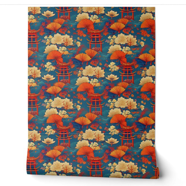 Japanische Wolken und Blume Tapete (Abrollen)