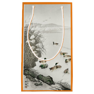 JAPANISCHE WOODBLOCK DRUCK-SCHWIMMEN DUCKT KLEINE GESCHENKTÜTE