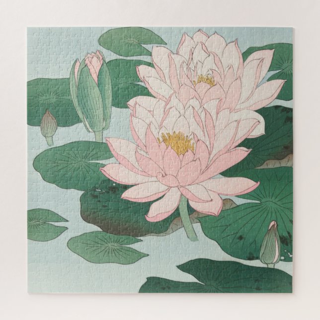Japanische Woodblock Water Lily Lilies (Vertikal)