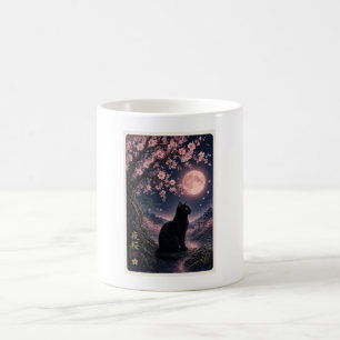 Japanische Yozakura-Nacht-Sakura-Schwarze-Katze-Äs Kaffeetasse