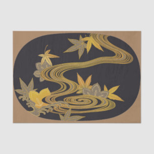 Japanischer Ahornblättriger und fließendes Wasser Seidenpapier