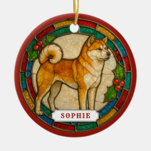 Japanischer Akita Inu Keramik-Kreis-Ornament Keramik Ornament