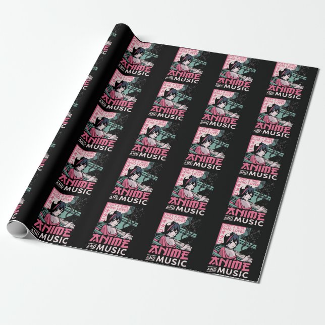 Japanischer Anime Music Girl Otaku Piano Musiker Geschenkpapier (Ungerollt)