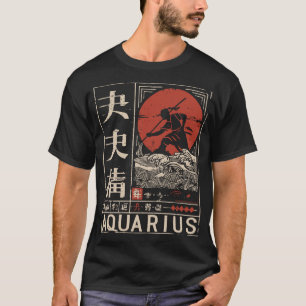 Japanischer Aquarius Zodiac   Red Sun Water Bear T-Shirt