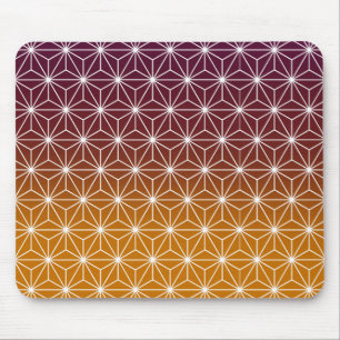 Japanischer Asanoha Traditioneller Print Burgund & Mousepad