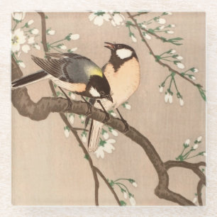 Japanischer Asiatischer Ohara Koson Vogel Meise Si Glasuntersetzer