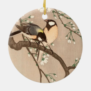 Japanischer Asiatischer Ohara Koson Vogel Meise Si Keramik Ornament
