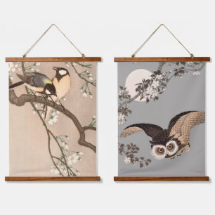 Japanischer Asiatischer Ohara Koson Vogel Meise Si Wandteppich Mit Holzrahmen