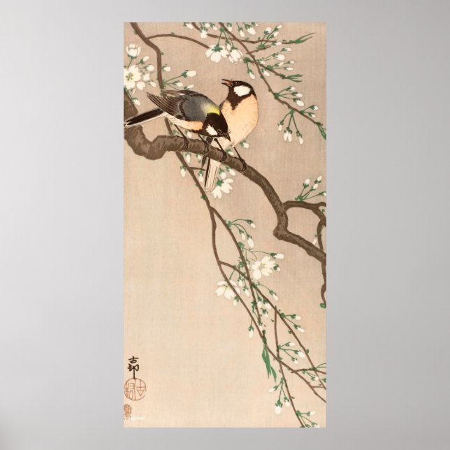 Japanischer Asiatischer Vogel Chickadee Songbird Poster (Vorne)