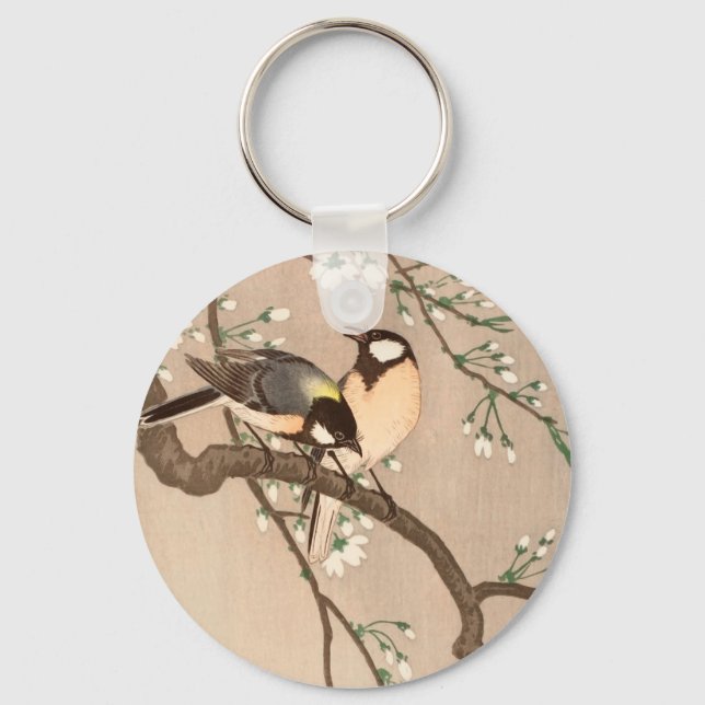 Japanischer Asiatischer Vogel Chickadee Songbird Schlüsselanhänger (Vorderseite)