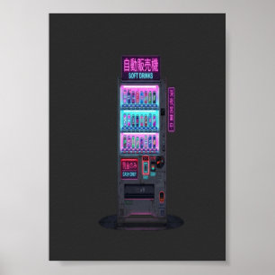Japanischer Automat Cyberpunk Pixel Art Poster