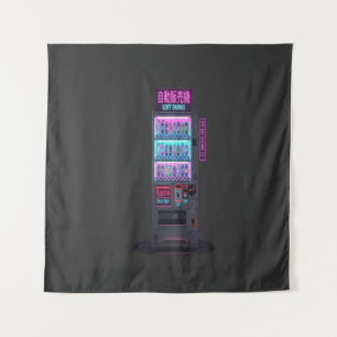 Japanischer Automat Cyberpunk Pixel Art Wandteppich