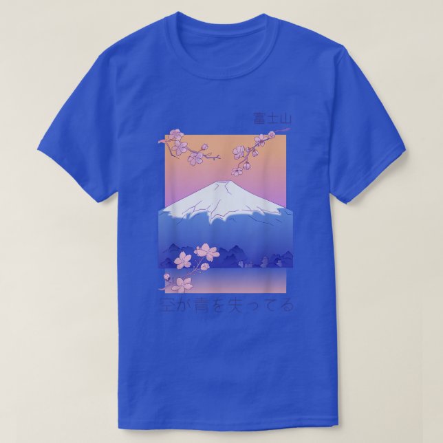 Japanischer Berg Cherry Blossom Sakura Vaporwave T-Shirt (Design vorne)