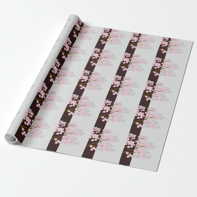 Japanischer Bildschirm und rosa Kirschblüten Gesch Geschenkpapier (Ungerollt)