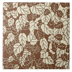 Japanischer Blattdruck, Taupe-Tan und Beige Fliese