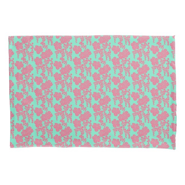 Japanischer Blumendruck - Rosa und Aquamarine Pill Kissenbezug (Vorderseite-Links)