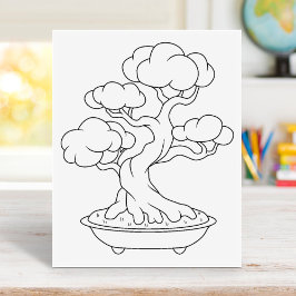 Japanischer Bonsai Tree auf einer Farbseite für Tr Gummistempel