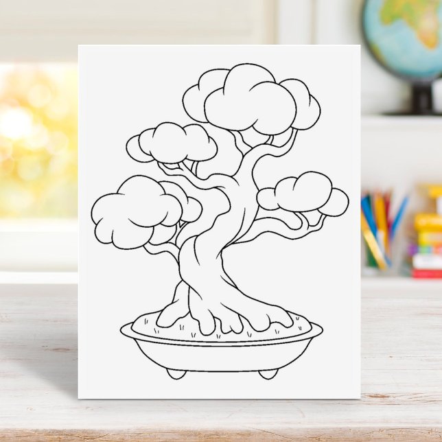 Japanischer Bonsai Tree auf einer Farbseite für Tr Gummistempel (Von Creator hochgeladen)