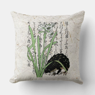 Japanischer Botanischer Frosch Toad im achtzehnten Kissen