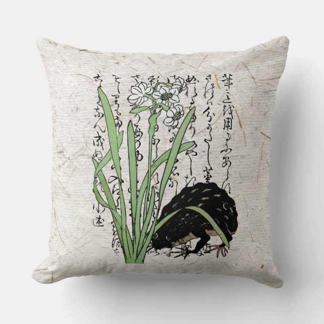 Japanischer Botanischer Frosch Toad im achtzehnten Kissen (Vorderseite)