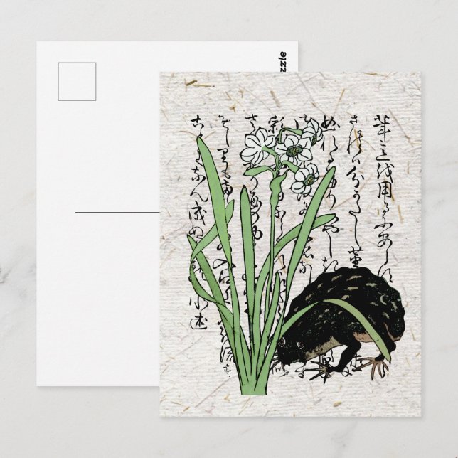 Japanischer Botanischer Frosch Toad im achtzehnten Postkarte (Vorne/Hinten)