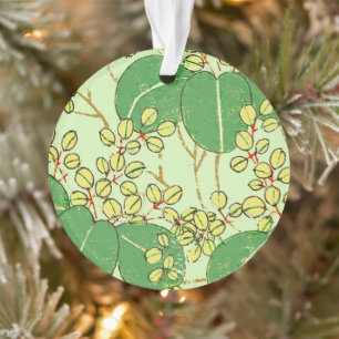 Japanischer botanischer grüner Blatt-Holzschnitt Ornament