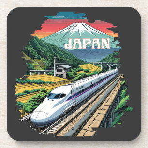 Japanischer Bullet Train und Fuji Mount Getränkeuntersetzer
