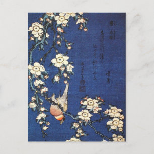 Japanischer Buschspötter und Weinende Kirsche (Hok Postkarte
