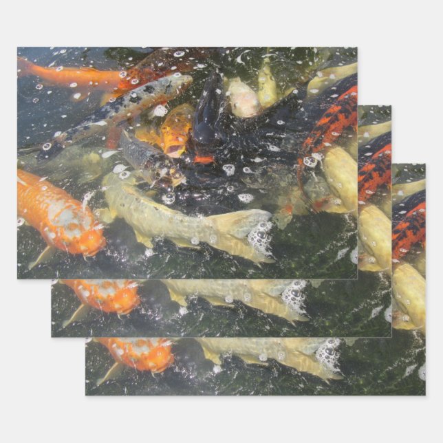 Japanischer Carp Koi Fisch schwimmen Geschenkpapier Set (Set)