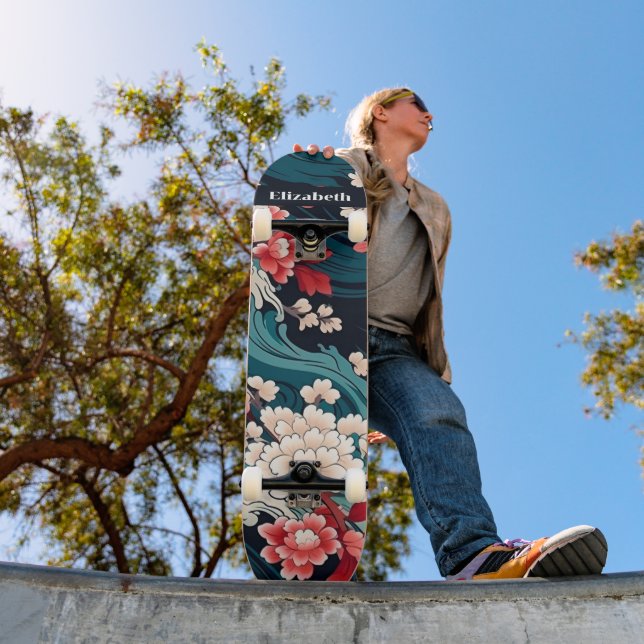 Japanischer Cherry Blossom Art Individuelle Name Skateboard (Außenbereich 1)