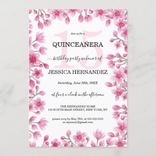 Japanischer Cherry Blossom Blumengrenzm Quinceañer Einladung