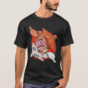 Japanischer Cherry Blossom Tree Koi Fish Yin Yang  T-Shirt