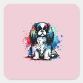 Japanischer Chin Dog Quadratischer Aufkleber