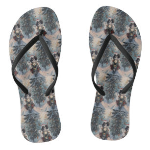 Japanischer Chin Dog Riding Motorrad Weihnachten Flip Flops