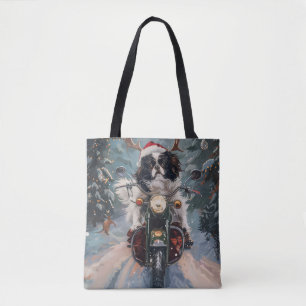 Japanischer Chin Dog Riding Motorrad Weihnachten Tasche