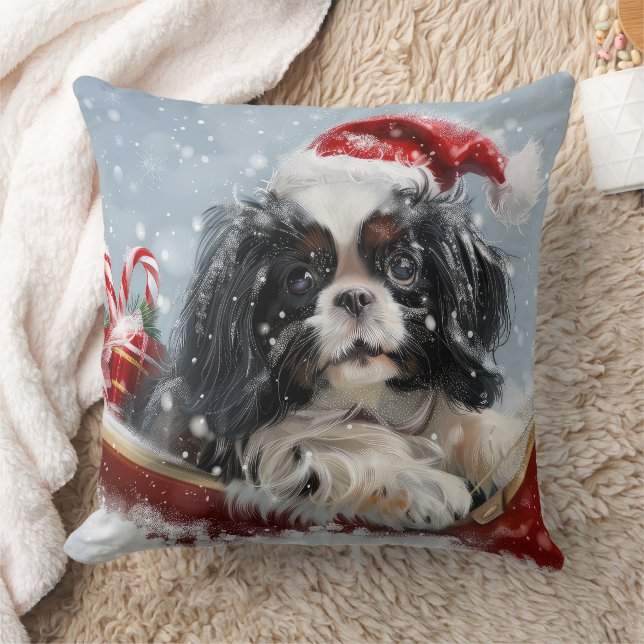Japanischer Chin Dog Weihnachtsfest Kissen (Decke)