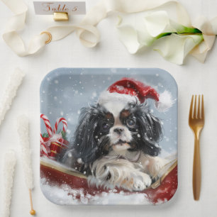 Japanischer Chin Dog Weihnachtsfest Pappteller