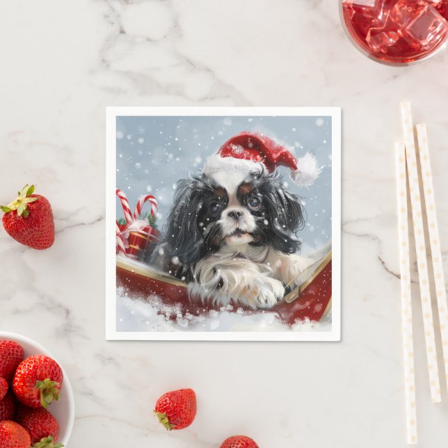 Japanischer Chin Dog Weihnachtsfest Serviette (Beispiel)