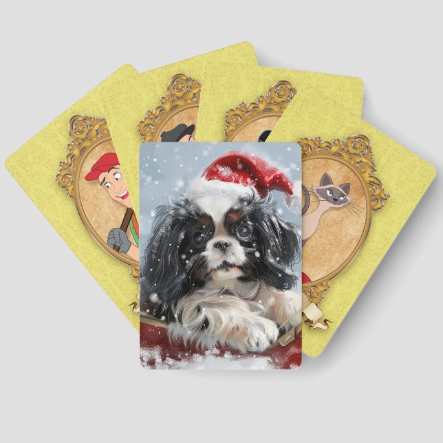 Japanischer Chin Dog Weihnachtsfest Spielkarten (Rückseite)