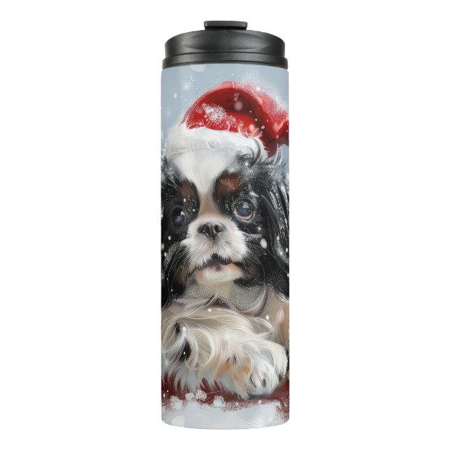 Japanischer Chin Dog Weihnachtsfest Thermosbecher (Vorderseite)