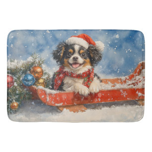 Japanischer Chin Hund in Sledge Let it Snow Weihna Badematte