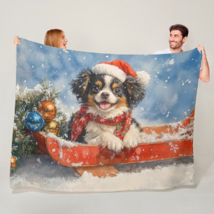 Japanischer Chin Hund in Sledge Let it Snow Weihna Fleecedecke