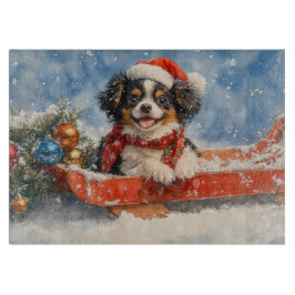 Japanischer Chin Hund in Sledge Let it Snow Weihna Schneidebrett