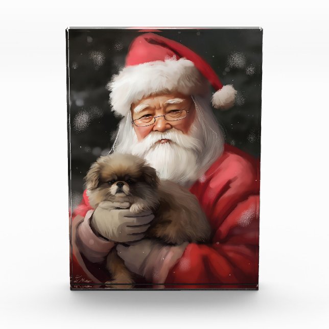 Japanischer Chin mit Weihnachtsfeiertag Fotoblock (Vorderseite)