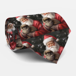 Japanischer Chin mit Weihnachtsfeiertag Krawatte