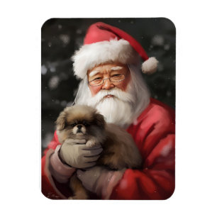 Japanischer Chin mit Weihnachtsfeiertag Magnet