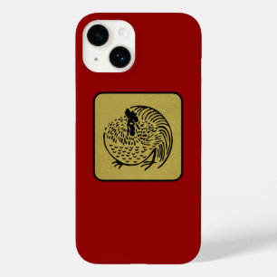 Japanischer Clan Kamon Red Laquer und Gold Rooster Case-Mate iPhone 14 Hülle