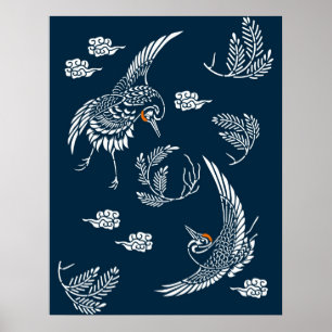 Japanischer Crane Couple Poster