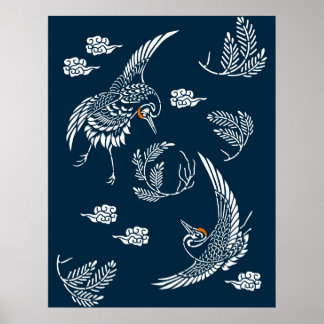 Japanischer Crane Couple Poster